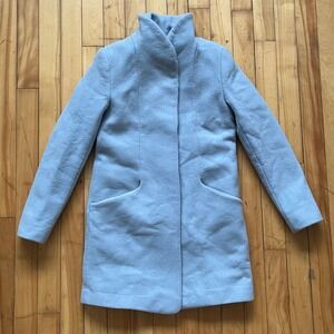 Wilfred Cocoon Wool Cashmere Blend Light Blue Collarless Coat Jacket XS
